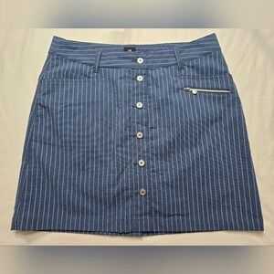 Daily Sports A Swedish Story Skort Skirt Shorts Blue Striped Button  Size 10
